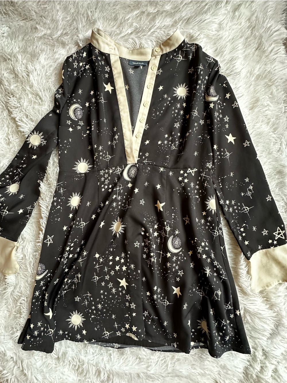Modcloth Black & Cream Celestial Button-Up Cardigan